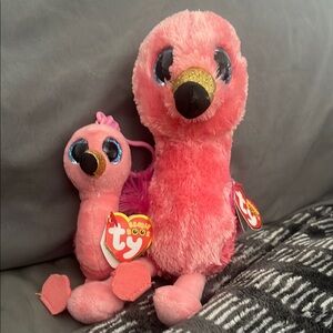 Ty Gilda Pink Flamingo Plush Toy and Keychain
